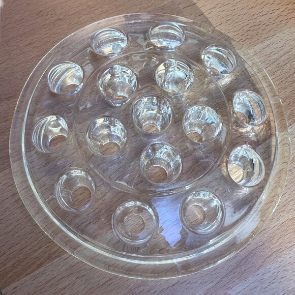 Vintage Glass Floral Frog Clear 5" for Flower Arranging 16 Hole Sections - Picture 2 of 5